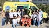 Una ambulancia, primer paso del Hospital Simulado de Ciencias de la Salud